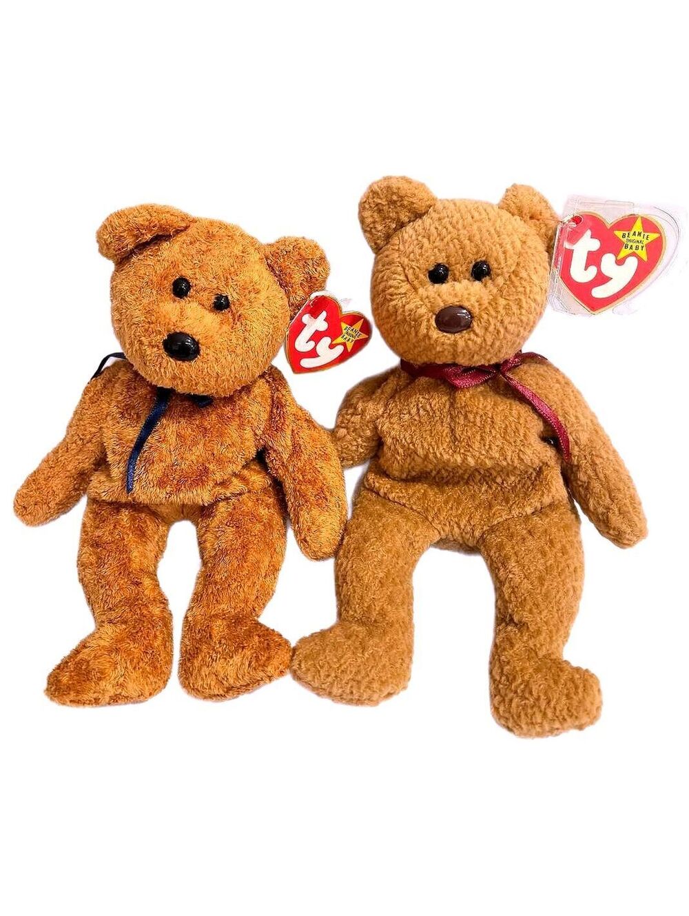 Vintage Ty Beanie Babies Curly 1996 & Fuzz 1998 Retired Plush Pair w/ Tags